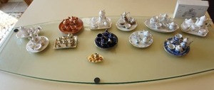 lot 350 image: Collectibles...Twelve Miniature Tea Sets on Glass Piece