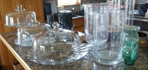 lot 419 image: CollectiblesGlassEntertaining...Three Vintage Crystal CakeDessert Plates and Dome Covers