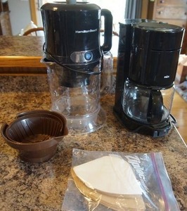 lot 431 image: ApplianceElectronicCountertop...Hamilton Beach Iced Coffee Maker and Braun Aromaster 10 Cup Coffee Maker Type 4085 Black  Carafe