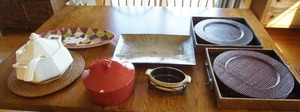 lot 432 image: CollectibleKitchenHosting...Wicker Chargers, Soup Caldron Etc.