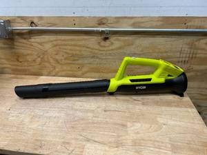 lot 21 image: RYOBI ONE 18V 90 MPH 200 CFM Cordless Battery Leaf BlowerSweeper (Tool Only)