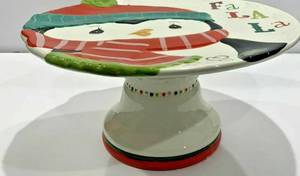 lot 94 image: PRECIOUS MOMENTS Lot of 2- Penguin FA LA LA Pedestal Dessert Plates
