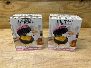 lot 64 image: MY MINI Lot of 2- Heart Shaped Waffle Makers