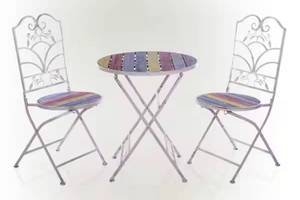 lot 3 image: ALPINE CORPORATION 3-Piece Weathered Wood Bistro Set in Multi-Colored