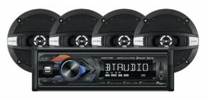 lot 36 image: DUAL AMFM Digital Bluetooth Car Stere & Four 6-12 2-Way Speakers