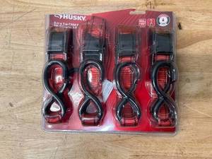 lot 37 image: HUSKY 6 FT x 1 Inch Cam Buckle Tie Downs (4 pack)