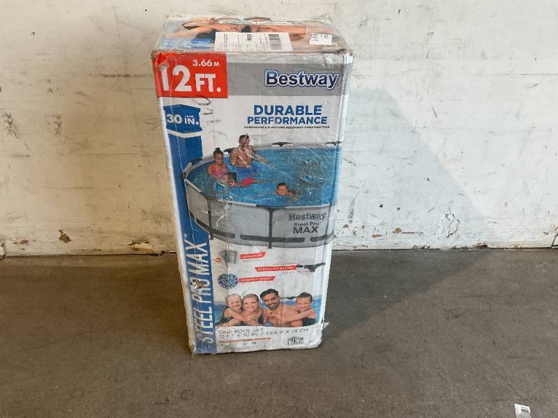 lot 9 image: Bestway 56417 Steel Pro Above Ground, 12ft x 30 Inch Frame Swimming Pool with Filter Pump
