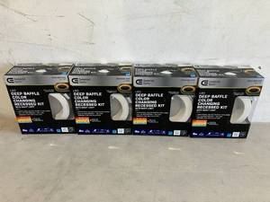 lot 101 image: LOT OF 4 Commercial Electric 4 in. Canless Color Selectable Integrated LED Recessed Light Trim w Night Light Reduces Eye Glare 650 Lumens