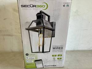 lot 102 image: SECUR360 Wi-Fi Connected Black Wired Voice Activated Motion Sensing Outdoor Sconce