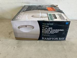 lot 200 image: Hampton Bay Stetson 11 in. 1-Light Brushed Nickel Selectable CCT LED Ceiling Light Flush Mount