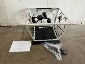lot 167 image: XIPUDA Black and White Metal 4-Light Farmhouse Pendant Fixture