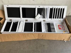 lot 210 image: Kasibie 360° Swivel Full Length Mirrored White Jewelry Cabinet