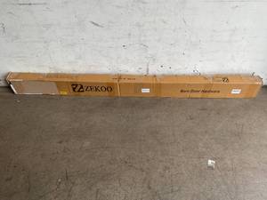 lot 221 image: ZEKOO 6.6 ft. Black Double Bypass barn Door Hardware kit