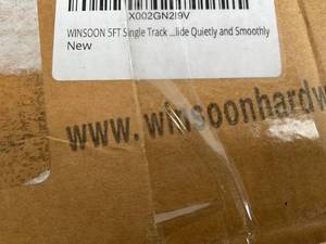 lot 226 image: WINSOON 5 ft. Black Single Track Bypass Barn Door Hardware Double Doors Kit