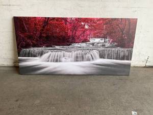 lot 229 image: Home Wall Art Dcor 24 x 47 inch Glow in the Dark Wide Waterfall and Red Leaves