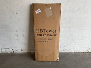 lot 238 image: HBTower Black Folding 4-Step Stool with Tool Platform