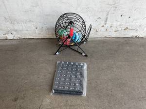 lot 254 image: MR CHIPS Professional Steel 11 inch Tall Bingo Cage in Mysterious Black