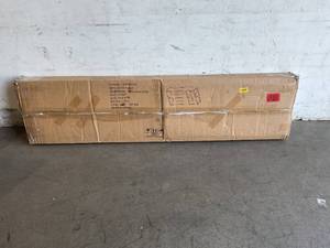 lot 263 image: SHOCOKO 47 inch Rustic Brown and Black Metal Console Table with Shelf