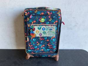 lot 295 image: Lily Bloom Luggage 20 inch Expandable Carry On Navy Sloth To Me Suitcase