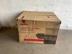 lot 11 image: Nexgrill 4-Burner Propane Gas Grill in Black with Side Burner and Stain Steel Lid