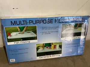 lot 314 image: RITE-HITE Multi Function Fish Filleting Folding Table with Sloped Drain.