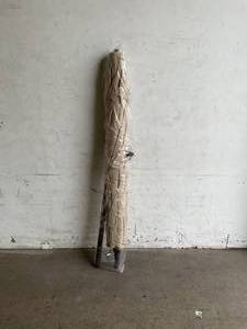 lot 22 image: California Umbrella 9 ft. Aluminum Auto Tilt Patio Umbrella in Antique Beige Olefin