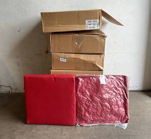 lot 27 image: LOT OF 6. Arden Selections 24-in x 24-in Red Leaf Palm Deep Seat Patio Chair Cushion