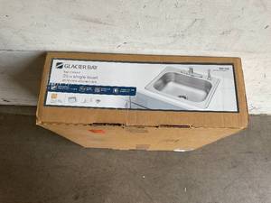 lot 30 image: Glacier Bay 25 in. Drop in Single Bowl 22 Gauge Stainless Steel Kitchen Sink