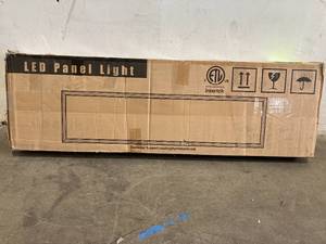 lot 54 image: hykolity Set of Two 1x4 FT LED Flat Panel Selectable CCT Flush Mount Lights in Rich Brown Finish