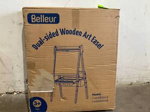 lot 56 image: Belleur All-in-One Blue Art Easel with Double Sided Magnetic Chalkboard and Accessories for Kids
