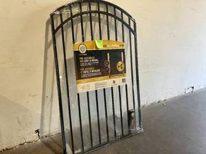 lot 88 image: Nuvo 45 x 68 in. Black Iron Arched Smooth-Topped Ornamental Gate