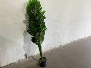 lot 92 image: Aveyas 4.5ft Artificial Monstera Deliciosa Adansonii Tree in Plastic Nursery Pot