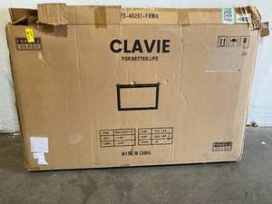 lot 95 image: Clavie 40 x 26 inches White Wood Framed Farmhouse Wall Mirror