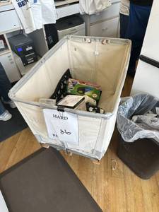 lot 26 image: Small Fabric Rolling Bin Dandux 30x20x20