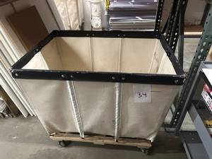 lot 34 image: Large Fabric Rolling Bin Royal Basket 39x27x29