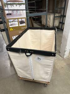 lot 35 image: Large Fabric Rolling Bin Royal Basket 39x27x29