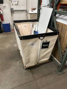 lot 48 image: Large Fabric Rolling Bin Royal Basket 39x27x29