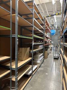 lot 72 image: Light Duty Racking 1 4Ft Section (7 Shelves) 1 8Ft Section 2Ft Deep (8 Shelves)