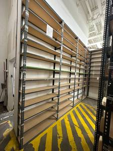 lot 73 image: Light Duty Racking 1Ft deepx4Ftx12FtH 47 Shelves 4 Sections