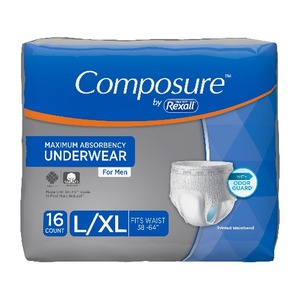lot 20 image: Rexall Composure MenS Underwear LXl, 16ct