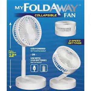 lot 23 image: Bell  Howell My Foldaway Collapsible Fan USB or Battery Powered Personal Travel
