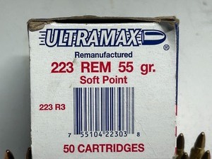 lot 90 image: (50) Rounds Of Ultramax .223 55grain SP