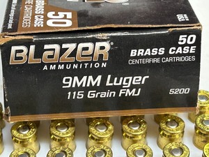 lot 113 image: (50) Rounds CCI Blazer 9mm-Luger 115grain FMJ