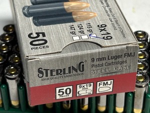 lot 114 image: (50) Rounds Of Sterling 9mm-Luger 115grain FMJ