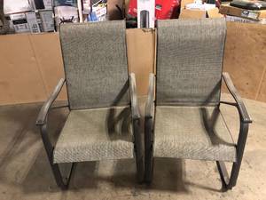 lot 34 image: ULAX FURNITURE C-Spring Rocking Sling Outdoor Dining Chairs (2-Pack) Customer Returns See Pictures