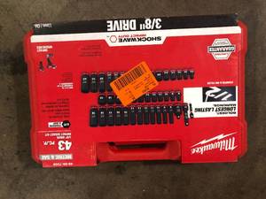 lot 20 image: Milwaukee SHOCKWAVE 38 in. Drive SAE and Metric 6 Point Impact Socket Set (43-Piece)  Customer Returns See Pictures