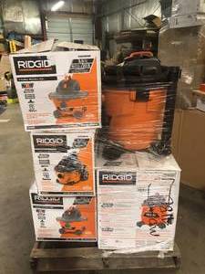 lot 4 image: Pallet of WetDry Shops Vacs by Ridgid Various Models and Conditions   Customer Returns See Pictures