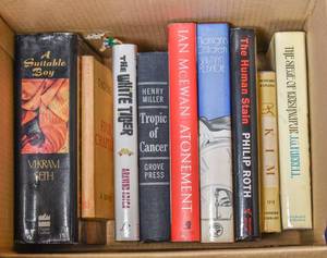 lot 97 image: Box of Hardcover Fiction, Mostly Contemporary
