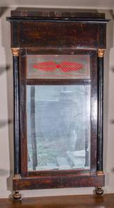 lot 38 image: Wooden Wall Mirror with Red Detailing