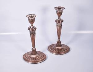 lot 319 image: Pair of Silver-Plated Candlesticks